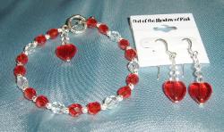 Red Heart Bracelet and Earring Set